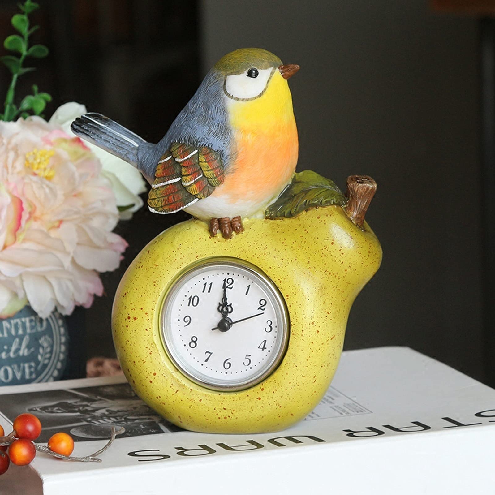 置き時計（小鳥） Amazon｜時計 置時計 クリエイティブ 卓上時計 リンゴの鳥 かわいい